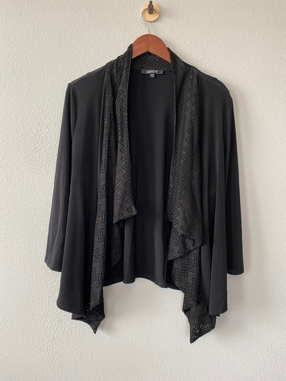 Glamour Black Lace Trim Waterfall Cardigan Plus Size 18/20 Whimsigoth
